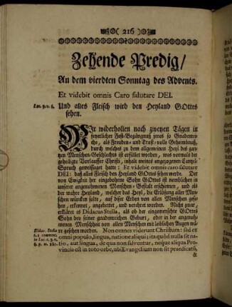 Zehende Predig/ An dem vierdten Sonntag des Advents.
