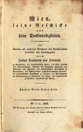 Wien, seine Geschicke und Denkwürdigkeiten. 5, 5. 1823
