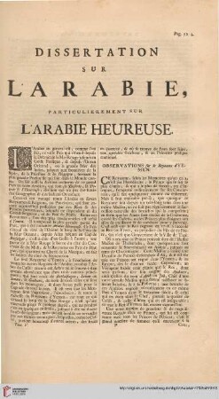 Dissertation sur l'Arabie, particulierement sur l'Arabie heureuse