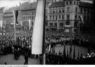Görlitz, Kundgebung der Gewerkschaft Gesundheitswesen mit einer polnischen Delegation, Maxim Zetkin und Prof. Dr. Welker, Verdienter Arzt des Volkes, Auftritt der Sport- und Kulturgruppe der Staatsanstalt für Krankengymnastik Leipzig, 13./14. Februar 1951