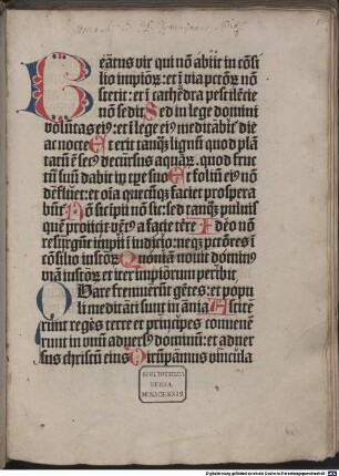 [Psalterium] : [im Anhang Cantica und Tedeum]