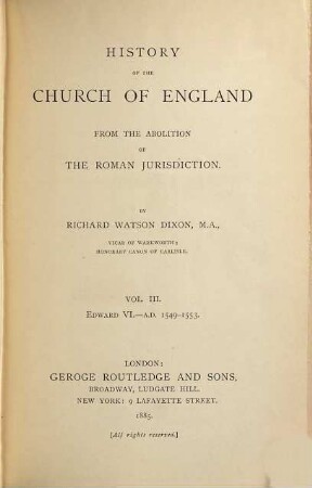 History of the Church of England : from the abolition of the Roman jurisdiction, 3