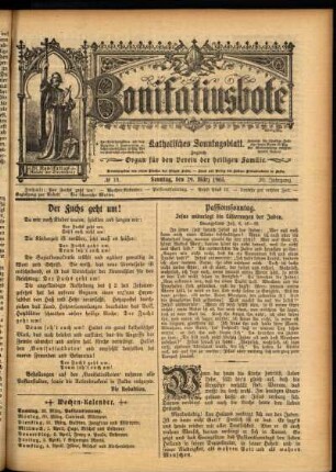 Erste Ausgabe vom Sonntag, den 29. März 1903.