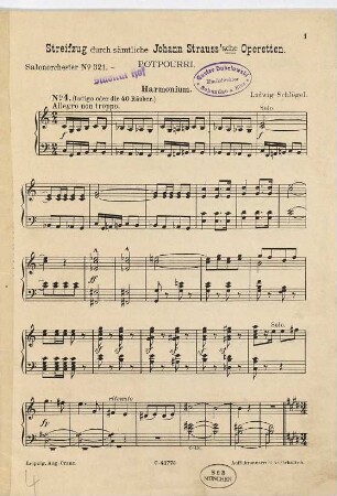 Streifzug durch Johann Strauss'sche Operetten : Potpourri