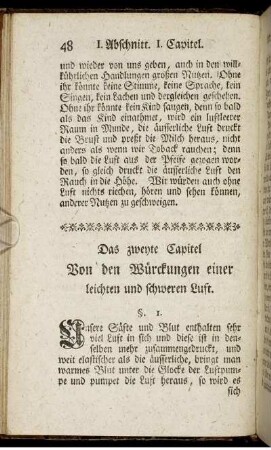 Das zweyte Capitel. Von den Würckungen einer leichten und schweren Luft.