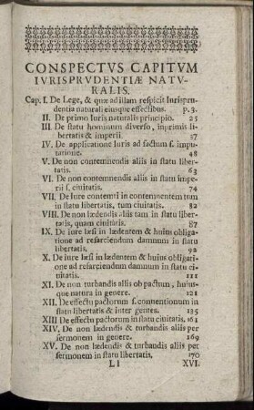 Conspectus Capitum Iurisprudentiæ Naturalis.