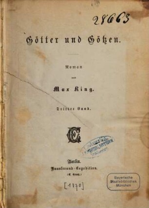 Götter und Götzen : Roman von Max Ring, 3
