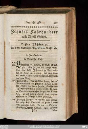 Zehntes Jahrhundert nach Christi Geburt.