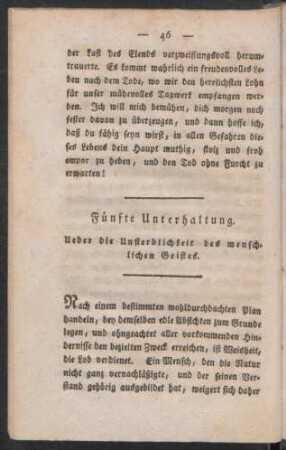 Fünfte Unterhaltung. Ueber die Unsterblichkeit des menschlichen Geistes