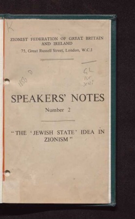 The "Jewish State" idea in zionism