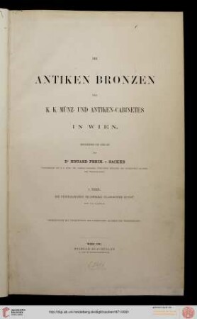 Band 1: Die antiken Bronzen des K.K. Münz- und Antiken-Cabinetes in Wien: Die figuralischen Bildwerke classischer Kunst