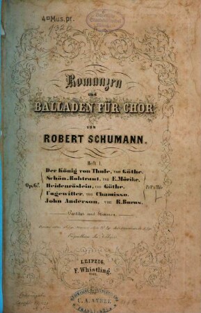 Romanzen und Balladen : für Chor, 1. op. 67