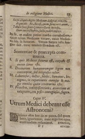 Caput IV. Utrum Medici debeant esse Astronomi?