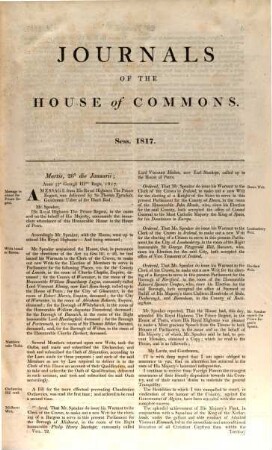Journals of the House of Commons. 72. 1817