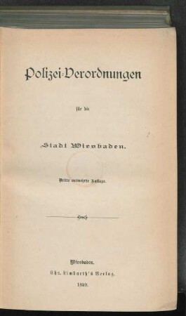 Polizei-Verordnungen für die Stadt Wiesbaden