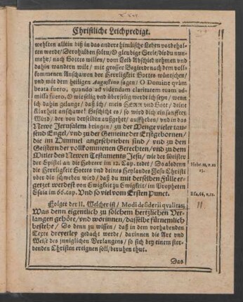 Folget der II.[...] Was denn eigentlich zu solchem hertzlichen Verlangen gehöre/ und worinnen/ dasselbe fürnemlich bestehe/[...]