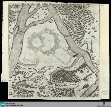 Abris der Statt unnd Festung Manheim von Keyserisch, Bayrisch, belägert und erobert
