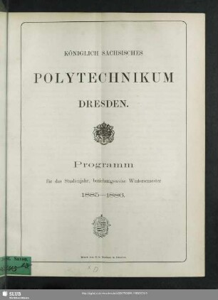 1885/86: Programm : für das Studienjahr ...