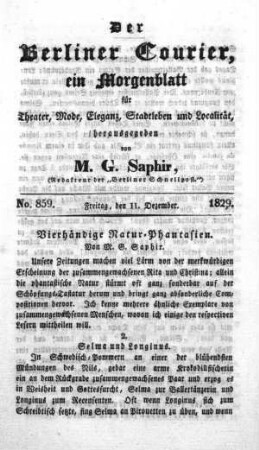 No. 859, Freitag, den 11. Dezember 1829