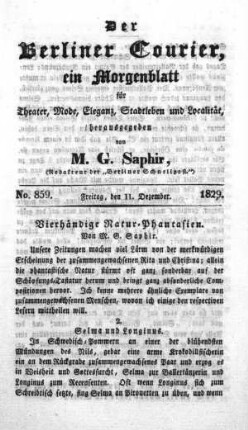 No. 859, Freitag, den 11. Dezember 1829