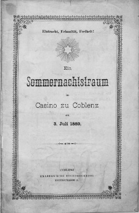 Ein Sommernachtstraum im Casino zu Coblenz : am 3. Juli 1889
