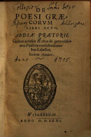 De poesi graecorum libri octo Abdiae Praetorii