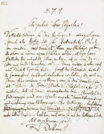 Brief an Franz Adam Beyerlein