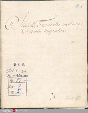 Statuten der medizinischen Fakultät der Universität Mainz