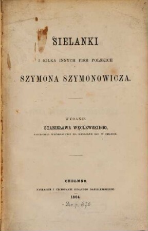 Sielanki i kilka innych pism polskich