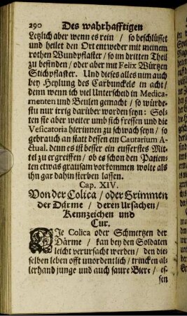 Cap. XIV. Von der Colica/ oder Grimmen der Därme/ deren Ursachen/ Kennzeichen und Cur