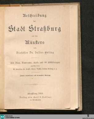 Beschreibung der Stadt Straßburg und des Münsters