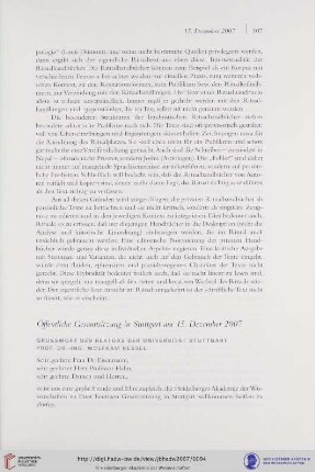 Öffentliche Gesamtsitzung in Stuttgart am 15. Dezember 2007