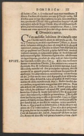 Dominica tertia.