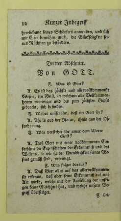 Dritter Abschnitt. Von GOTT