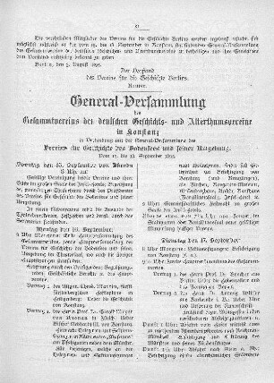 General-Versammlung des Gesammtvereins der deutschen Geschichts- und Alterthumsvereine