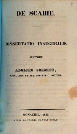 De scabie : Diss. inaug.