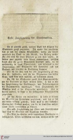 Erste Zergliederung der Bauchmuskeln