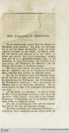 Erste Zergliederung der Bauchmuskeln