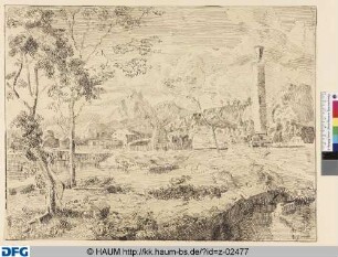 Landschaft mit großer Säule