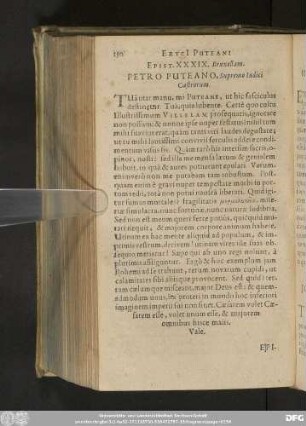 Epist. XXXIX. Bruxellam. Petro Puteano, Supremo Iudici Castrorum.