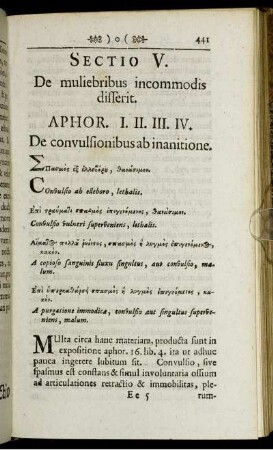 Sectio V. De muliebribus incommodis disserit.