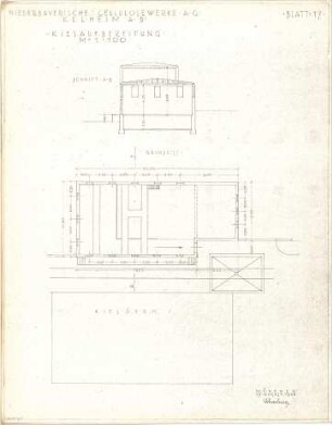 Schachner, Richard; Kelheim; Zellstoffabrik Waldhof - Kiesaufbereitung (Grundriss, Schnitt)