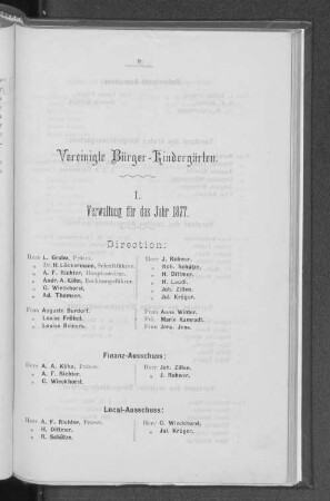 I. Verwaltung für das Jahr 1877.