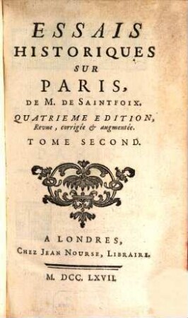Essais Historiques Sur Paris, 2