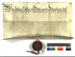 Johann Caspar, Deutschmeister, ernennt den Daniel v. Priort, Statthaler, zum Landkomtur der Ballei Hessen.