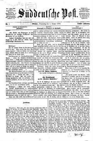 Süddeutsche Post : unabhängiges demokratisches Organ und allgemeine deutsche Arbeiterzeitung. 1874 = Jg. 6