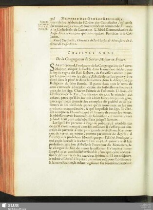 Chapitre XXXI. De la Congregation de Sauve-Majour en France