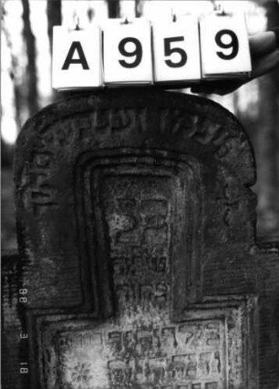 Grabstein 959 (Index: 99902518) Material: Sandstein Maße HxBxT: 120x61x10 cm Besonderheit: kulturhistorisch wertvoll / künstl.-formale Gründe: Grabstein 959A