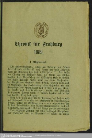 1889: Chronik von Frohburg und Umgebung