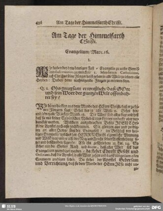 Am Tage der Himmelfarth